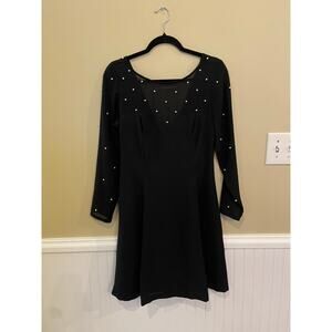 Ann Taylor Vintage Womens 8 Black Pearl A Line Sweetheart Dress